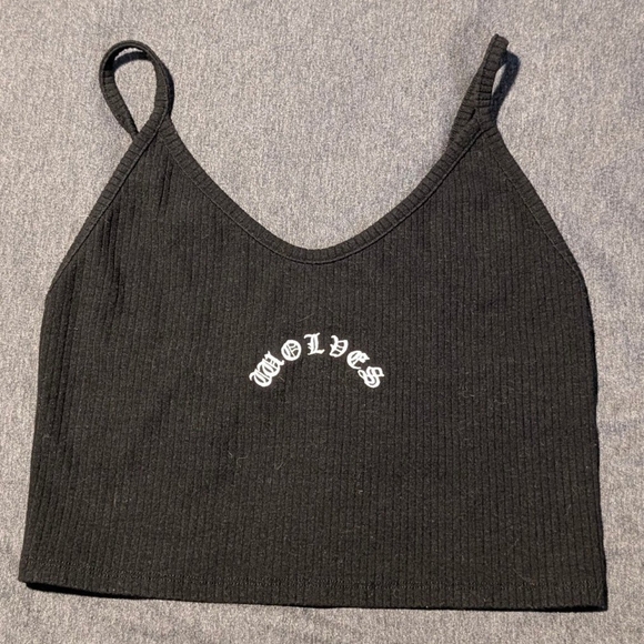 Black Ribbed Crop Top - Picture 2 of 5